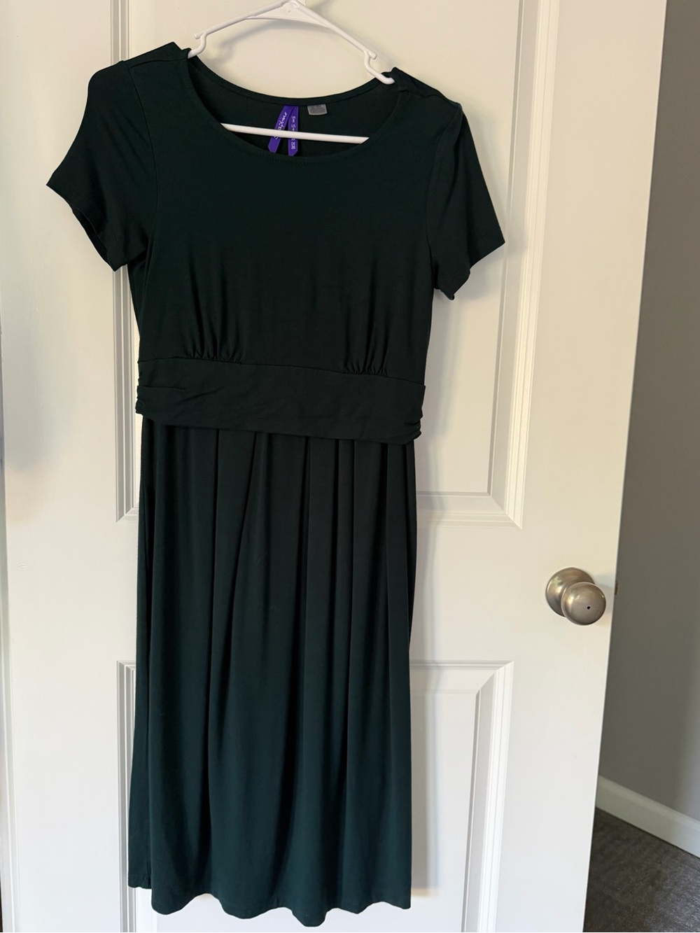 Seraphine Size 4 Dark Green Short-Sleeve Nursing Dress